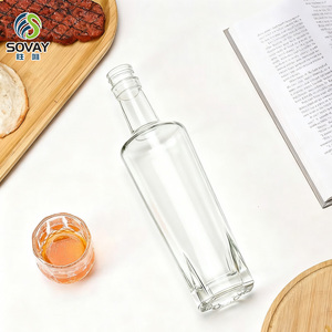 Botella de Vidrio Transparente de 500ml, 700ml, 750ml, Diseño Único Personalizado, Fabricada en China, para Licores, Ron, Tequila, <span class=keywords><strong>Vodka</strong></span> de Bayas de Junipa - Product Image 1