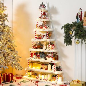 Wooden Christmas Tree <b>Shelf</b> 8 Tier Standing Display <b>Rack</b> For Holiday Decorations And Figurines - Product Image 2
