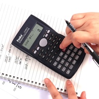Calculatrice scolaire FOSKA 12 chiffres Calculatrice scientifique électronique pour étudiants avec pile bouton pour fournitures scolaires et de bureau