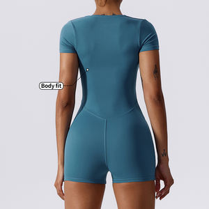 Conjunto de Fitness de 4 colores para gimnasio, mono deportivo ajustado suave, Mono corto de motorista de una pieza para mujer, conjunto de entrenamiento y Yoga - Product Image 2