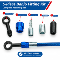 Kit de Tuyaux de Frein Moto en Aluminium Anodisé avec Raccord Banjo Bleu Rouge pour Café Racer, Fabrication Personnalisée, Stock Atelier