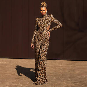 GY1177-2025 autunno/inverno nuovo arrivo moda donna Sexy a collo alto a collo lungo elegante abito stampato a <span class=keywords><strong>maniche</strong></span> <span class=keywords><strong>lunghe</strong></span> - Product Image 4