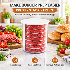 Nouvelle presse à hamburgers 2-en-1, design compact, presse à galettes multi-niveaux, conteneur empilable pour galettes de burger - Product Image 3