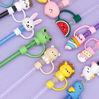 Prix usine Logo personnalisé mignon de qualité alimentaire Silicone PVC caoutchouc paille Topper couverture de paille