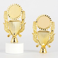 24 Trophées et médailles en plastique dorés vintage vierges, à personnaliser avec des images et des mots, composants et ornements HP36