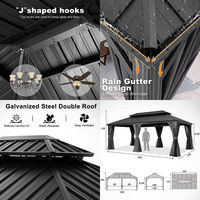 Gazebo de qualité commerciale 12x20 pieds avec toit rigide en acier galvanisé, double toit, pavillon extérieur pour hôtel, villa, projet de complexe hôtelier