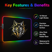 Tapis de souris RGB XXL, grand tapis de souris de jeu LED avec 14 modes d'éclairage pour les joueurs sur PC, tapis de bureau
