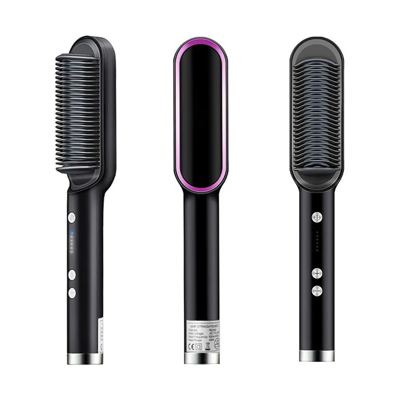 La migliore spazzola lisciante tormalina Ceramic straight flat iron mini fast hot comb pettine elettrico per capelli