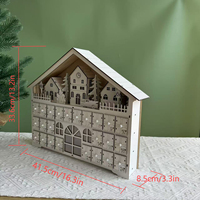 Calendario de Adviento de Navidad de Madera Iluminado, Caja con Forma de Casa para Contar Regresos a 24 Días, con Cajones Recargables, Regalo Navideño para Niños, Decoración