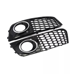 Rejilla de faros antiniebla tipo panal para Audi A4L B8, par de plástico ABS negro con anillos galvanizados, compatible con el parachoques delantero - Product Image 2