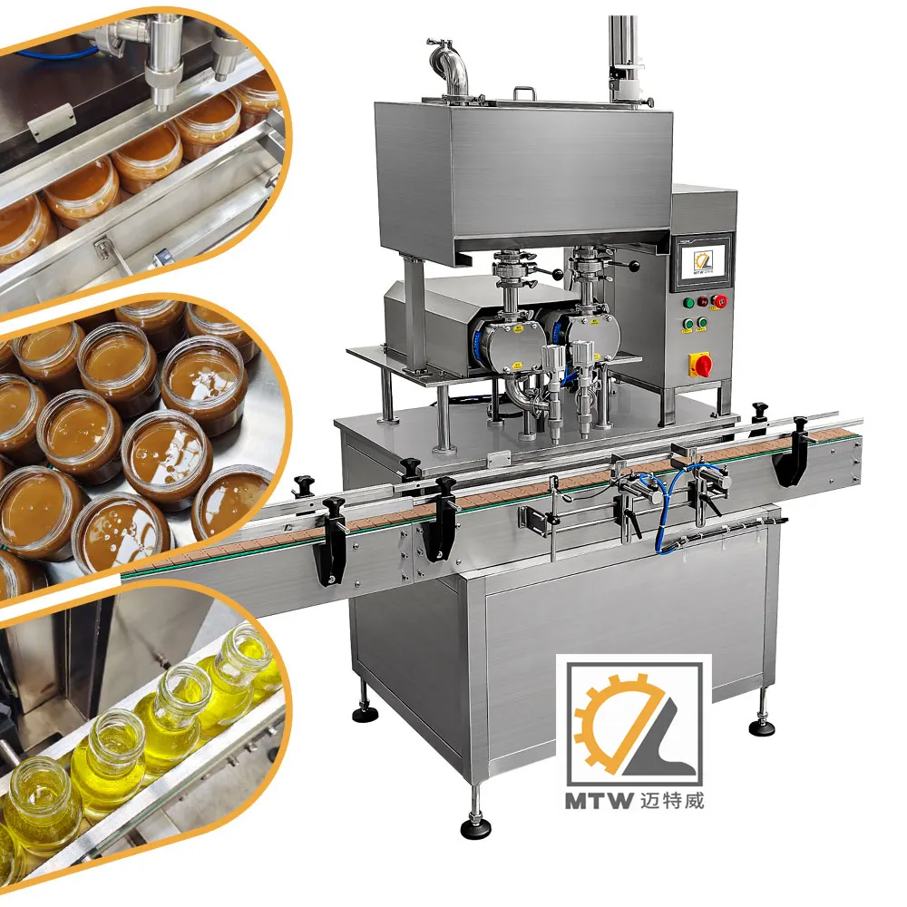 MTW automatic single head rotor lobe pump liquid food thick paste peanut butter filling machine