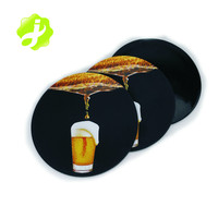 Sous-verres ronds en silicone 3D personnalisés avec logo imprimé, pour tasses et verres, en PVC souple, pour bar et bière