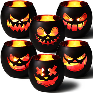 Lanterne de citrouille d'Halloween en métal noir avec visage sculpté, réutilisable, de haute qualité, pour la décoration de la maison et des fêtes - Product Image 6
