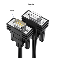 Cable de Extensión RS232 D-SUB Serial DB9 Macho/Hembra de Alta Calidad con Cable Desnudo, Conductor de Cobre Puro y PVC para Uso en Computadoras