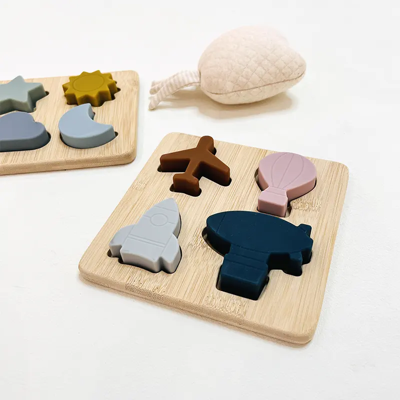 Multi Color Shape Custom Puzzle Game For Learning Baby Educational Toys Silicone Pile Toy