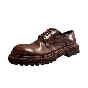 Chaussures Derby en cuir marron foncé à talon moyen pour homme, idéales pour le bureau et les occasions formelles, couleur unie, lacets avant, épaisseur standard - Product Image 5