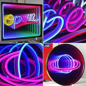 Vente en gros Lampe tunnel pour décoration murale de fête créative populaire Miroir à <span class=keywords><strong>illusion</strong></span> infini led néon - Product Image 5
