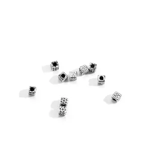 Jewelry Findings Designer Charms For Diy Bracelet 925 Sterling Silver Square Cubic Spacer Beads Diy Charm