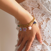 Botol bunga lem tetes warna-warni cantik baru kalung menjuntai lucu kupu-kupu baja tahan karat berlapis emas 18k Dazan terlaris