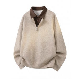 Sweat à capuche col montant en laine épaisse de qualité supérieure pour homme, style vintage, effet deux-pièces, zippé, collection automne 2026 - Product Image 2