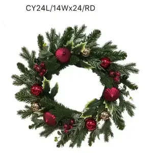 Guirlande de Noël en PE Longstar 2025, ornements rouges baies, décorations murales, couronnes de Noël en plastique, guirlande de Noël pour les fêtes - Product Image 5