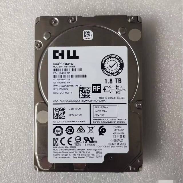 For Dell New Server Hard Drive 1.8TB SAS 2.5-inch 12 GB/s with 512GB SSD SATA Expansion Port 600g Weight Stock Internal Type