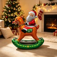 Ballon en aluminium gonflable personnalisé de Noël, motif extraterrestre de dessin animé, cheval à bascule, Père Noël, pour décoration de scène de fête