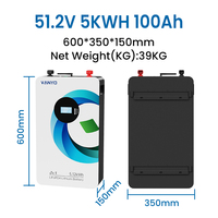 Batterie de stockage d'énergie solaire domestique murale OEM 51.2V 100Ah 205Ah 200Ah 314Ah 5kWh 10kWh 16kWh LiFePO4