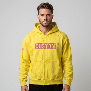 TOOHOO Custom Winter Animal Print Acid <b>Wash</b> 450GSM Heavyweight Boxy Fit Zipper-Up Men's Streetwear Vintage Stone Washed 100% - Product Image 1