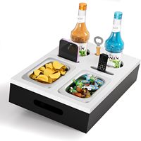 Organisateur de canapé et table basse en bambou, plateau multifonction écologique avec deux bols à collation, emballé en carton