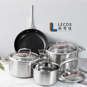 ชุดเครื่องครัว LECOS เยอรมนี คุณภาพสูง 7 ชิ้น ชุดหม้อสแตนเลสเคลือบกันติด สำหรับเตาแม่เหล็กไฟฟ้า - Product Image 1
