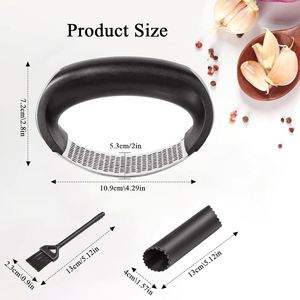 Nouvel ensemble de 3 ustensiles ergonomiques à manivelle avec éplucheur d'ail et brosse de nettoyage - Product Image 2