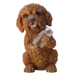 2024 Creatieve Hars Ambachten Dier Teddy Hond Beeldje Staande Poedel Hond Standbeeld Zoutpeper Shaker Houder Voor Interieur - Product Image 1