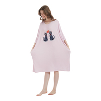 T-shirt de nuit avec poches imprimé chat amour personnalisé doux été Cool écologique confortable surdimensionné long lâche femmes