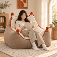 Canapé pouf en peluche compressé, siège lounge rond, confortable, pour appartement et salon