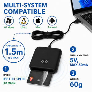 Lecteur-graveur de cartes NFC intelligentes <span class=keywords><strong>ACR39U</strong></span> 13,56 MHz USB 2.0 pleine vitesse compatible CCID PC/SC Windows 10 Matériau ABS Contrôle d'accès ISO - Product Image 3
