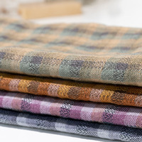 Tissu à carreaux 100% Lin 132 g/m² teint en fil, lavé, respirant, doux et léger pour literie, canapé, rideaux, chemises et robes printemps-été