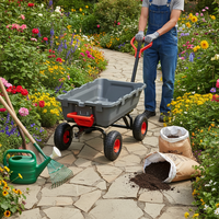 Chariot de jardin convertible 2-en-1 robuste à quatre roues, benne basculante, capacité 800 livres, pneus pneumatiques 10 pouces, pour jardin et ferme (OEM)