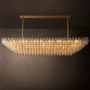 74" Large Rectangular Clear Glass Chandelier For Extra Long Dining Table Italian Restaurant Luxury Chandelier - Product Image 1