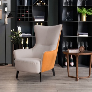 Fauteuil de salon moderne à dossier haut en cuir ou en tissu, fauteuil de détente de luxe - Product Image 5