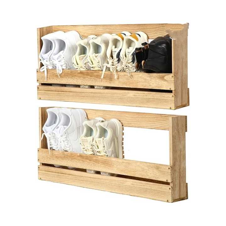 High Quality Wood Wall Mounted Shoe Rack Organizer Wall Shoe Holder ...