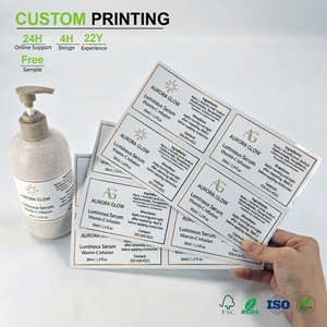 Étiquette personnalisée de luxe pour soins de la peau, autocollant blanc pour flacon de sérum, bordure dorée, finition brillante, impression pour produits de <span class=keywords><strong>spa</strong></span> haut de gamme - Product Image 1