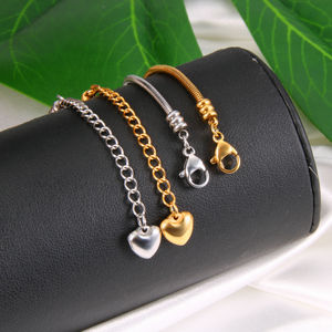 Wholesale Custom Fashion Ladies <strong>Bracelet</strong> Stainless Steel Heart <strong>Charm</strong> Snake Chain <strong>Bracelet</strong> for DIY Jewelry Women Girls - Product Image 4