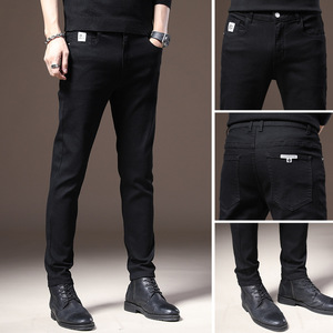 Levl's-Jean noir pour homme, 5 poches, coupe droite, en coton <span class=keywords><strong>spandex</strong></span>, taille haute, poids moyen, sans lavage