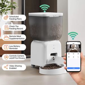 เครื่องให้อาหารสัตว์เลี้ยงอัตโนมัติแบบสมาร์ท รุ่นใหม่ ความจุ 4.5 ลิตร แบบสองช่อง พร้อมกล้อง วิดีโอ <span class=keywords><strong>โทร</strong></span>ออกด้วยเสียง ควบคุมการให้อาหารจากระยะไกล สำหรับแมวและสุนัข - Product Image 4