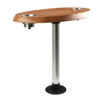Table de bateau ovale marron avec porte-gobelets intégrés Ensemble de pieds de table de piédestal marin