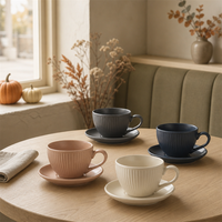 Services à thé et à café texturés SWT : ajoutez une touche raffinée au style café européen pour vos rituels de café d'automne, idéal pour les cuisines élégantes et les cadeaux.
