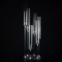Candélabre en verre transparent Zhuoyun Crystal à 4, 5, 8 ou 9 bras pour bougies, idéal pour Noël, mariages, fêtes et décoration intérieure