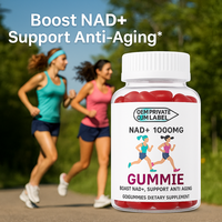 Gommes supplément NAD + 1000mg avec étiquette personnalisée OEM sans sucre Vitamine B3 Niacinamide améliore la régénération du NAD et améliore l'immunité