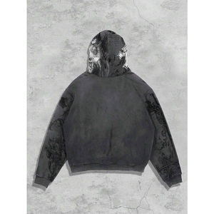 Felpa da <span class=keywords><strong>uomo</strong></span> Vintage stile Street autunno <span class=keywords><strong>taglie</strong></span> forti 100% tessuto pesante in puro cotone lavato con abiti artigianali Hip-Hop - Product Image 2